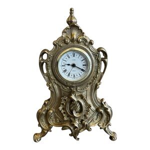 URANIO Quartz West German Vintage Antique Ornate Gold Brass Mantle Clock